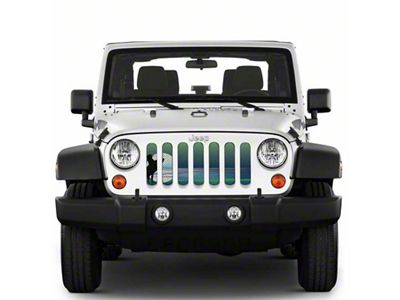 Under The Sun Inserts Grille Insert; Endless Summer Blue and Green Girl Surfer (20-23 Jeep Gladiator JT w/o TrailCam; 24-25 Jeep Gladiator JT Sport)