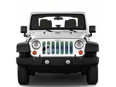 Under The Sun Inserts Grille Insert; Endless Summer Blue and Green Male Surfer (20-23 Jeep Gladiator JT w/o TrailCam; 24-25 Jeep Gladiator JT Sport)