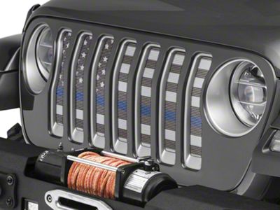 Under The Sun Inserts Grille Insert; Thin Blue Line (20-23 Jeep Gladiator JT w/o TrailCam; 24-25 Jeep Gladiator JT Sport)