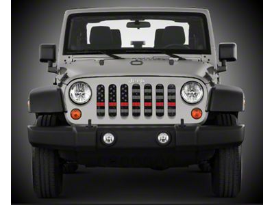 Under The Sun Inserts Grille Insert; Thin Red Line Distressed (20-23 Jeep Gladiator JT w/o TrailCam; 24-25 Jeep Gladiator JT Sport)