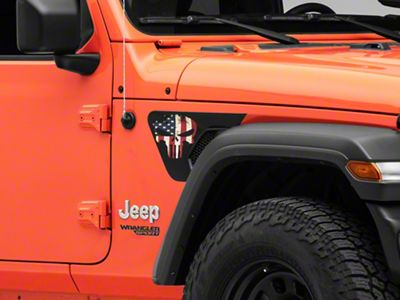 Under The Sun Inserts Fender Vent Decals; Punisher Old Glory (18-25 Jeep Wrangler JL)