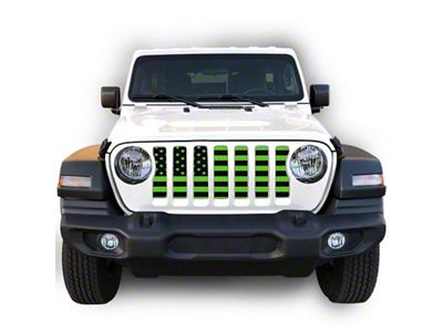 Under The Sun Inserts Grille Insert; Black and Green (18-23 Jeep Wrangler JL w/o TrailCam; 24-25 Jeep Wrangler JL Sport)