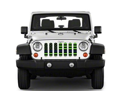 Under The Sun Inserts Grille Insert; Black and Green Thin Blue Line (07-18 Jeep Wrangler JK)