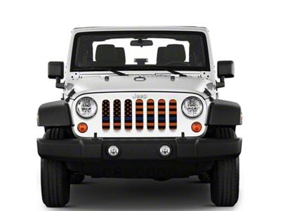 Under The Sun Inserts Grille Insert; Black and Orange Thin Blue Line (07-18 Jeep Wrangler JK)