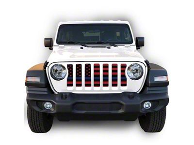 Under The Sun Inserts Grille Insert; Black and Red Thin Blue Line (18-23 Jeep Wrangler JL w/o TrailCam; 24-25 Jeep Wrangler JL Sport)