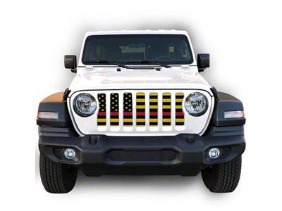 Under The Sun Inserts Grille Insert; Black and Yellow Thin Red Line (18-23 Jeep Wrangler JL w/o TrailCam; 24-25 Jeep Wrangler JL Sport)