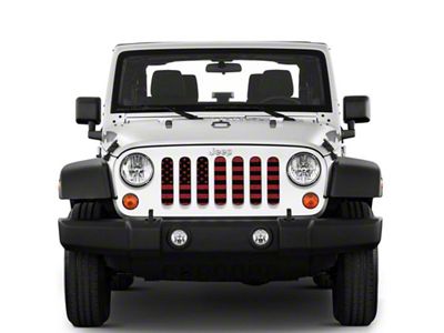 Under The Sun Inserts Grille Insert; Distressed Black and Red (07-18 Jeep Wrangler JK)