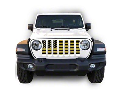 Under The Sun Inserts Grille Insert; Distressed Black and Yellow (18-23 Jeep Wrangler JL w/o TrailCam; 24-25 Jeep Wrangler JL Sport)