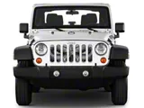 Under The Sun Inserts Grille Insert; Skull Face with Orange Eyes (07-18 Jeep Wrangler JK)