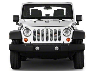 Under The Sun Inserts Grille Insert; Skull Face with Orange Eyes (07-18 Jeep Wrangler JK)