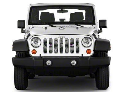 Under The Sun Inserts Grille Insert; Skull Face with Purple Eyes (07-18 Jeep Wrangler JK)