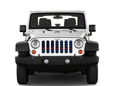 Under The Sun Inserts Grille Insert; Thin Blue Line (07-18 Jeep Wrangler JK)