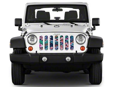 Under The Sun Inserts Grille Insert; Tropical Flowers (18-23 Jeep Wrangler JL w/o TrailCam; 24-25 Jeep Wrangler JL Sport)