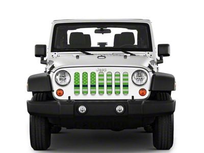 Under The Sun Inserts Grille Insert; White and Green Thin Blue Line (07-18 Jeep Wrangler JK)