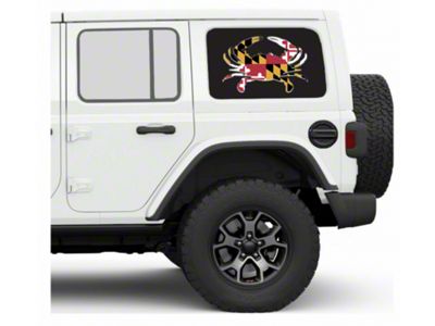 Under The Sun Inserts Hard Top Rear Side Window Decals; Maryland Crab (07-25 Jeep Wrangler JK & JL 4-Door)