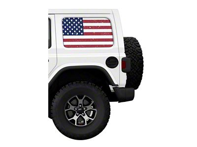 Under The Sun Inserts Hard Top Rear Side Window Decals; Distressed Old Glory (07-25 Jeep Wrangler JK & JL 4-Door)