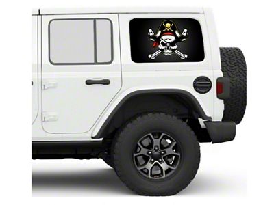 Under The Sun Inserts Hard Top Rear Side Window Decals; Jolly Rogers (07-25 Jeep Wrangler JK & JL 4-Door)