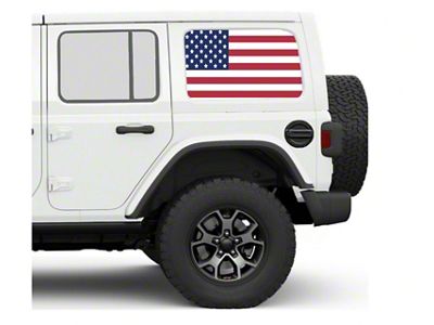 Under The Sun Inserts Hard Top Rear Side Window Decals; Old Glory (07-25 Jeep Wrangler JK & JL 4-Door)