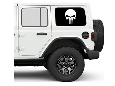 Under The Sun Inserts Hard Top Rear Side Window Decals; Punisher Black and White (07-25 Jeep Wrangler JK & JL 4-Door)