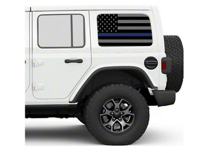 Under The Sun Inserts Hard Top Rear Side Window Decals; Thin Blue Line (07-25 Jeep Wrangler JK & JL 4-Door)