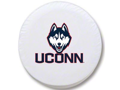 University of Connecticut Spare Tire Cover; White (66-18 Jeep CJ5, CJ7, Wrangler YJ, TJ & JK)