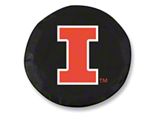 University of Illinois Spare Tire Cover; Black (66-18 Jeep CJ5, CJ7, Wrangler YJ, TJ & JK)