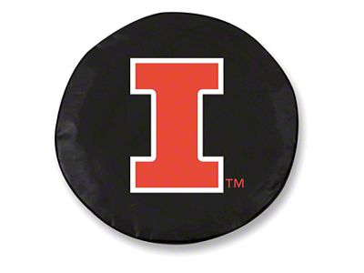 University of Illinois Spare Tire Cover; Black (66-18 Jeep CJ5, CJ7, Wrangler YJ, TJ & JK)