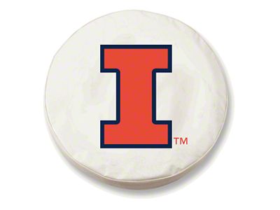 University of Illinois Spare Tire Cover; White (66-18 Jeep CJ5, CJ7, Wrangler YJ, TJ & JK)