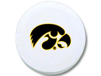 University of Iowa Spare Tire Cover; White (66-18 Jeep CJ5, CJ7, Wrangler YJ, TJ & JK)