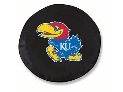 University of Kansas Spare Tire Cover; Black (66-18 Jeep CJ5, CJ7, Wrangler YJ, TJ & JK)