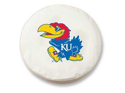 University of Kansas Spare Tire Cover; White (66-18 Jeep CJ5, CJ7, Wrangler YJ, TJ & JK)