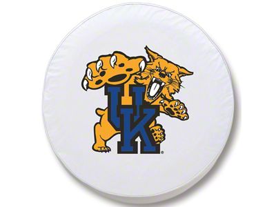 University of Kentucky Cat Spare Tire Cover; White (66-18 Jeep CJ5, CJ7, Wrangler YJ, TJ & JK)