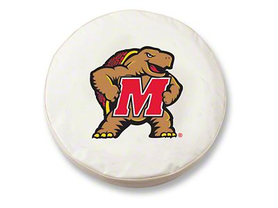 University of Maryland Spare Tire Cover; White (66-18 Jeep CJ5, CJ7, Wrangler YJ, TJ & JK)