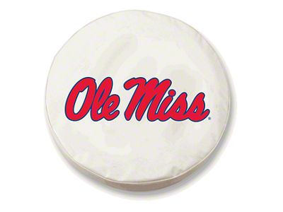 University of Mississippi Spare Tire Cover; White (66-18 Jeep CJ5, CJ7, Wrangler YJ, TJ & JK)
