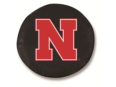 University of Nebraska Spare Tire Cover; Black (66-18 Jeep CJ5, CJ7, Wrangler YJ, TJ & JK)