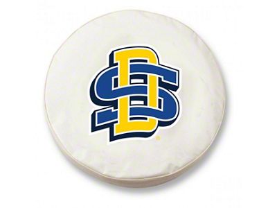 South Dakota State University Spare Tire Cover; White (66-18 Jeep CJ5, CJ7, Wrangler YJ, TJ & JK)