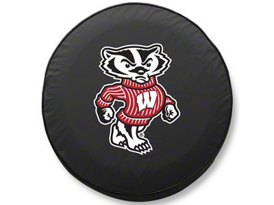 University of Wisconsin Bucky Spare Tire Cover; Black (66-18 Jeep CJ5, CJ7, Wrangler YJ, TJ & JK)