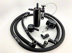UPR Products Pro Series Dual Valve Plug N Play Clean Side Oil Catch Can; Black (21-25 2.7L EcoBoost Bronco)