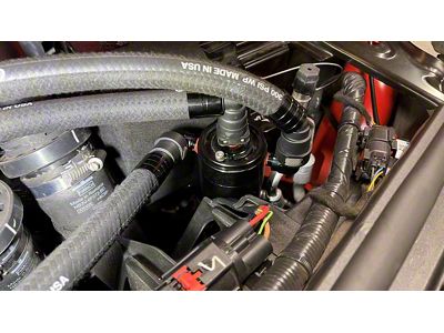 UPR Products Pro Series Dual Valve Plug N Play Clean Side Oil Catch Can; Black (22-25 Bronco Raptor)