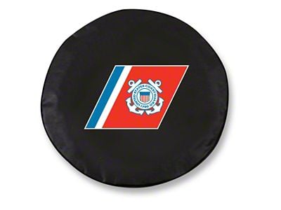 U.S. Coast Guard Spare Tire Cover; Black (66-18 Jeep CJ5, CJ7, Wrangler YJ, TJ & JK)