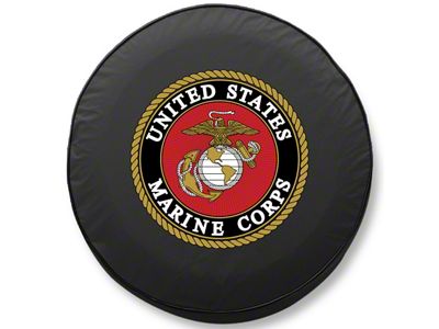 U.S. Marines Spare Tire Cover; Black (66-18 Jeep CJ5, CJ7, Wrangler YJ, TJ & JK)