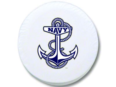U.S. Naval Academy Spare Tire Cover; White (66-18 Jeep CJ5, CJ7, Wrangler YJ, TJ & JK)