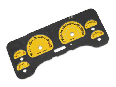 US Speedo Daytona Edition Gauge Face; MPH; Front Lock Icon; Yellow (01-06 Jeep Wrangler TJ)
