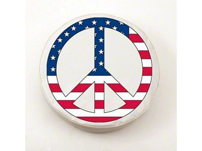 USA Peace Style 1 Spare Tire Cover; White (66-18 Jeep CJ5, CJ7, Wrangler YJ, TJ & JK)