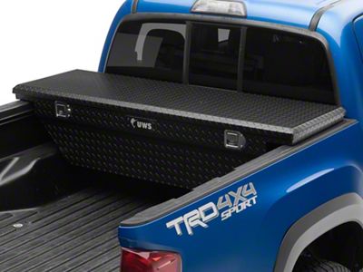 UWS 63-Inch Aluminum Low Profile Angled Crossover Tool Box; Matte Black (05-21 Frontier)