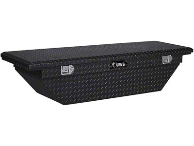 UWS 63-Inch Aluminum Low Profile Angled Crossover Tool Box; Gloss Black (16-23 Tacoma)