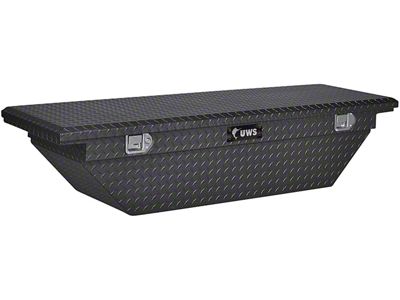 UWS 63-Inch Aluminum Low Profile Angled Crossover Tool Box; Matte Black (16-23 Tacoma)