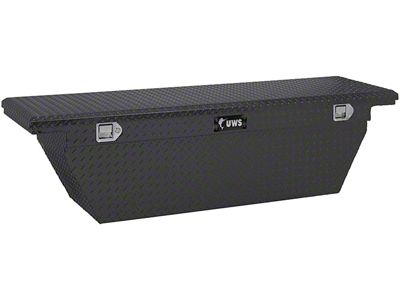 UWS 69-Inch Aluminum Deep Angled Crossover Tool Box; Matte Black (07-21 Tundra w/ 6-1/2-Foot & 8-Foot Bed)
