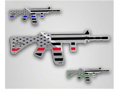 AR15 Gun with Laser Cut Flag Motif Gun Safe Emblem; Thin Green Line; Brushed; 20-Inch (Universal; Some Adaptation May Be Required)