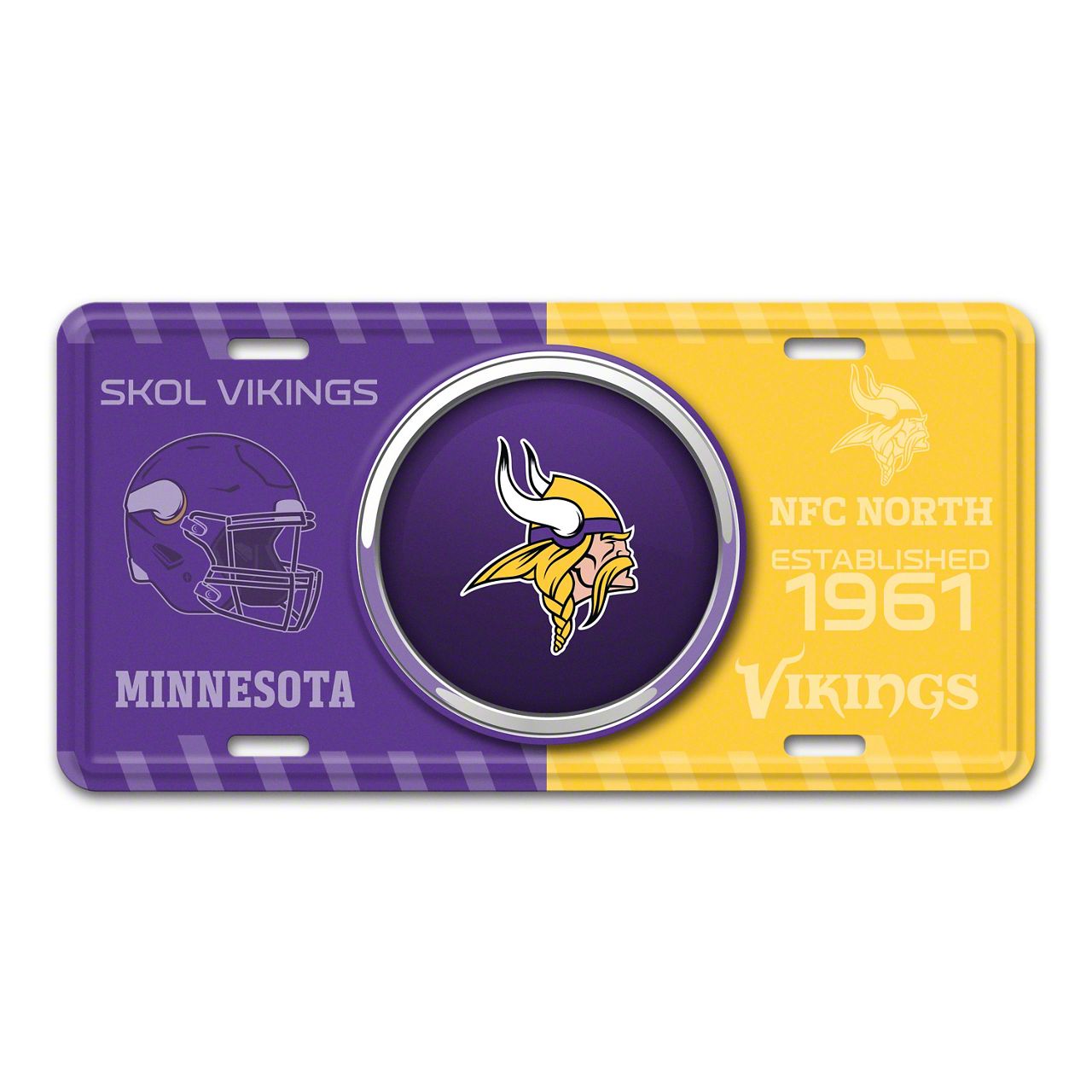 Universal XT Embossed Metal License Plate with Minnesota Vikings